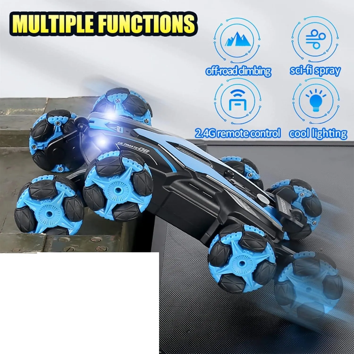 2.4GHz Remote & Watch Control 8 Wheels Stunt Spray Car
