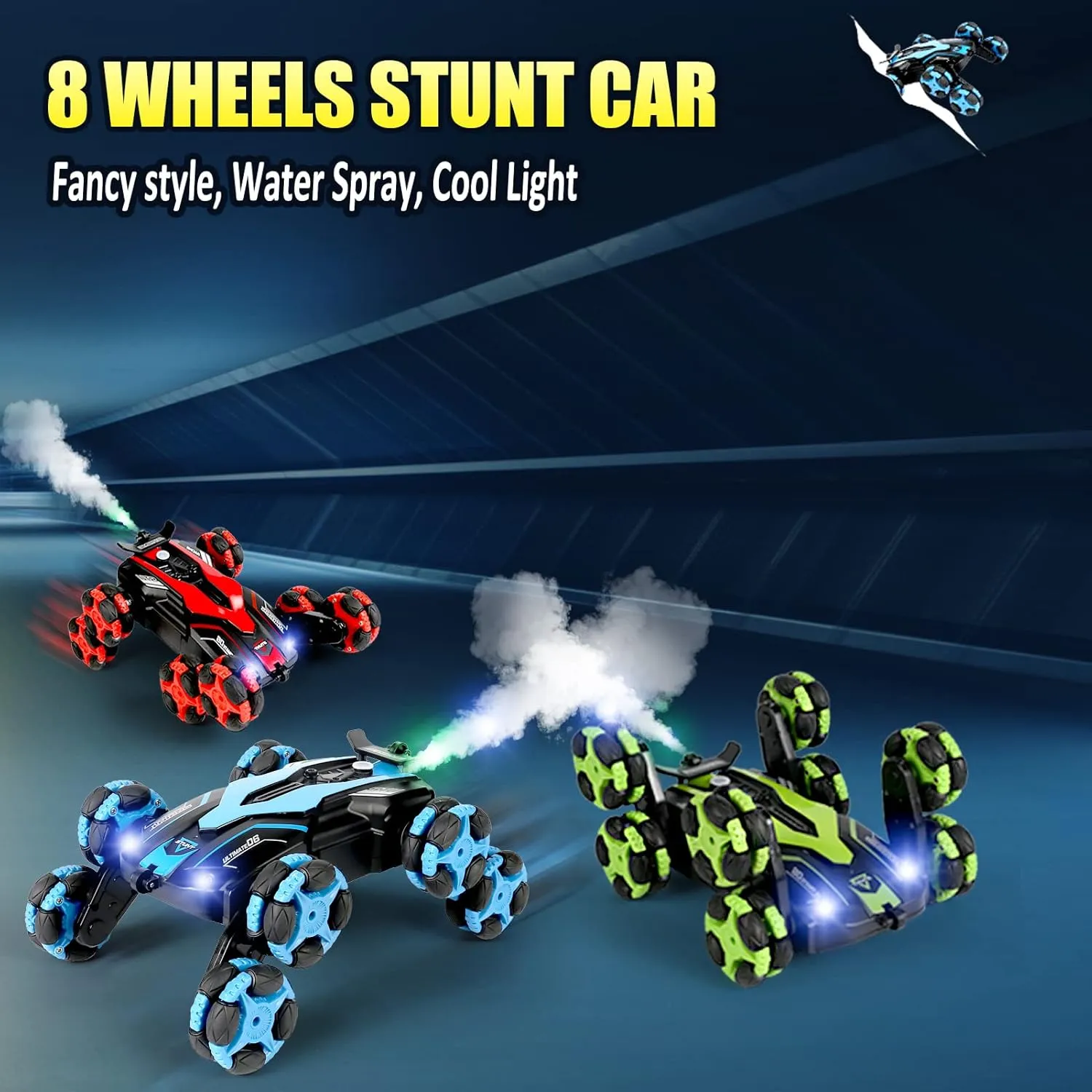 2.4GHz Remote & Watch Control 8 Wheels Stunt Spray Car