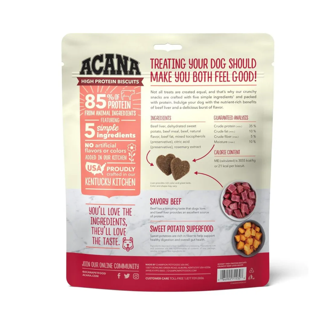 Acana High Protein Beef Recipe Biscuits Dogs Treats