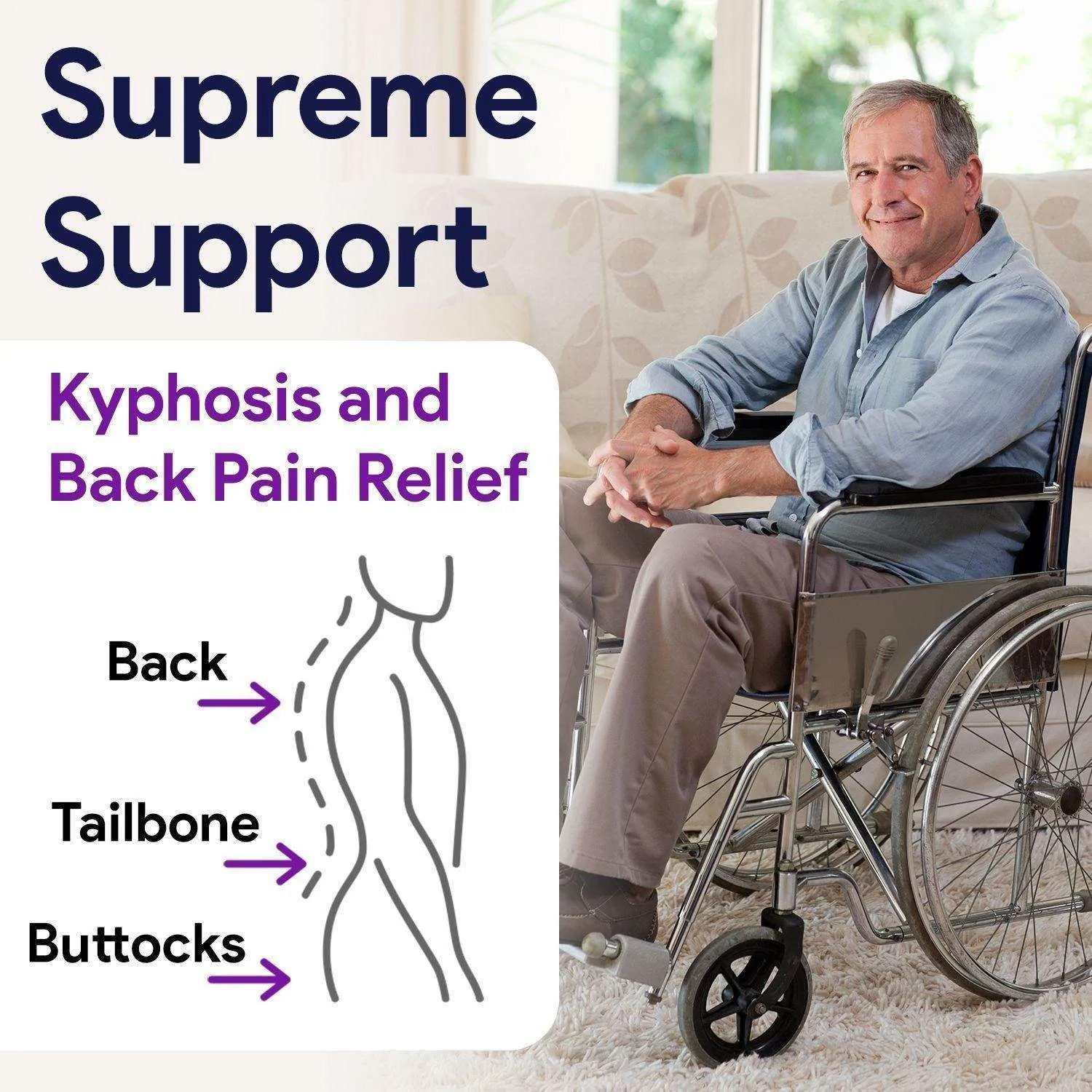 Adjustable Tension Back Cushion - Kyphosis Pain Relief