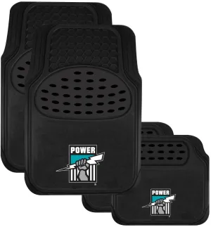 AFL Car Floor Mats - Port Adelaide Power - Set Of 4 - Universal Size Fit