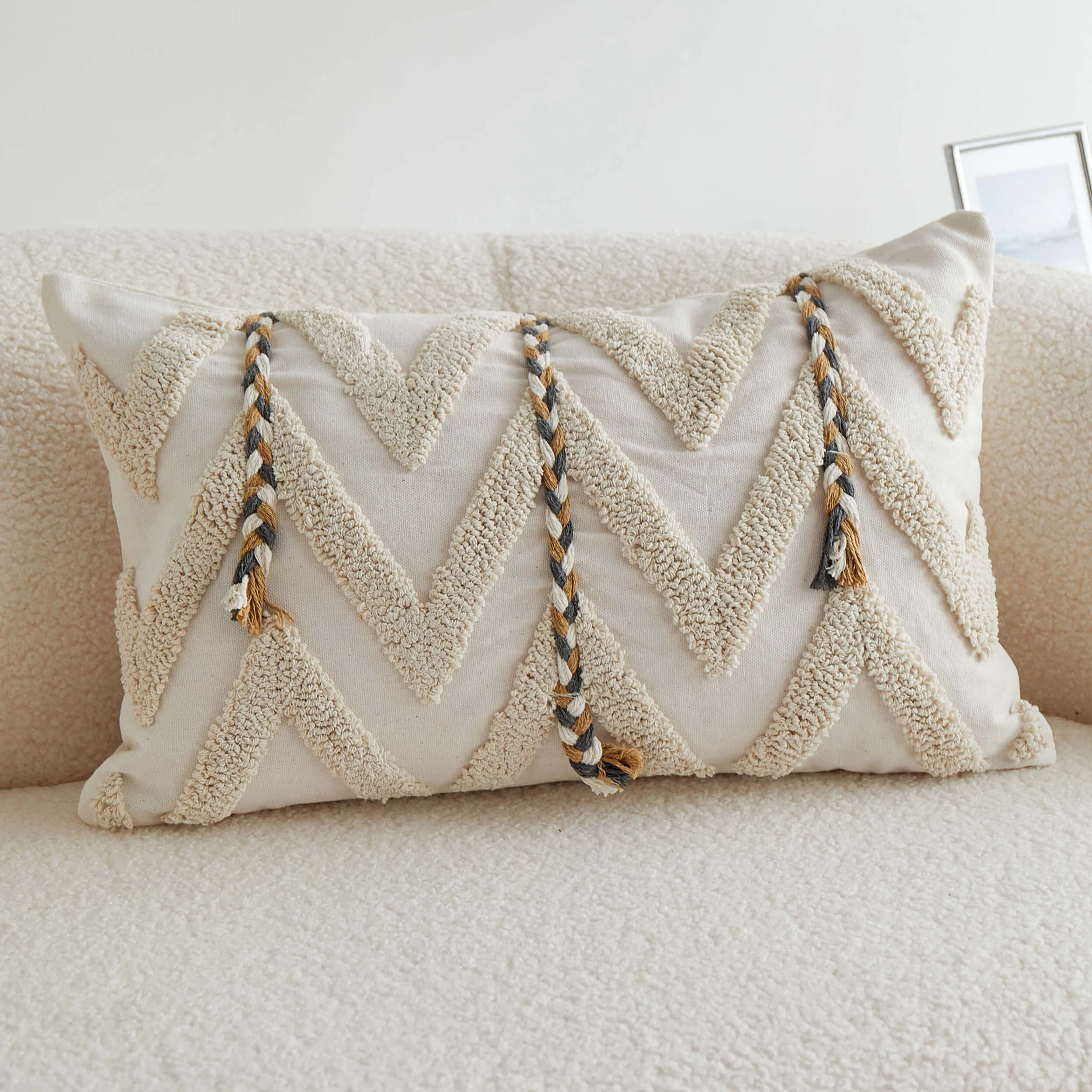 Chevron Tufted Lumbar Pillow