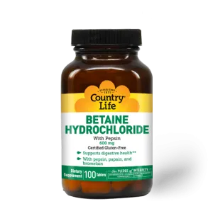 Country Life Betaine Hydrochlorid 600mg 100 Tablets