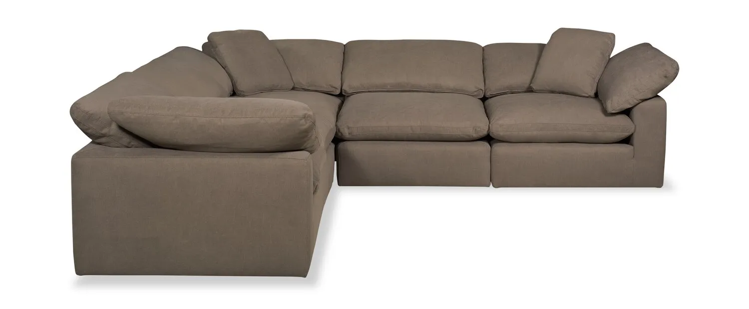 Dalyn 5-Piece Linen-Look Fabric Modular Sectional - Slate