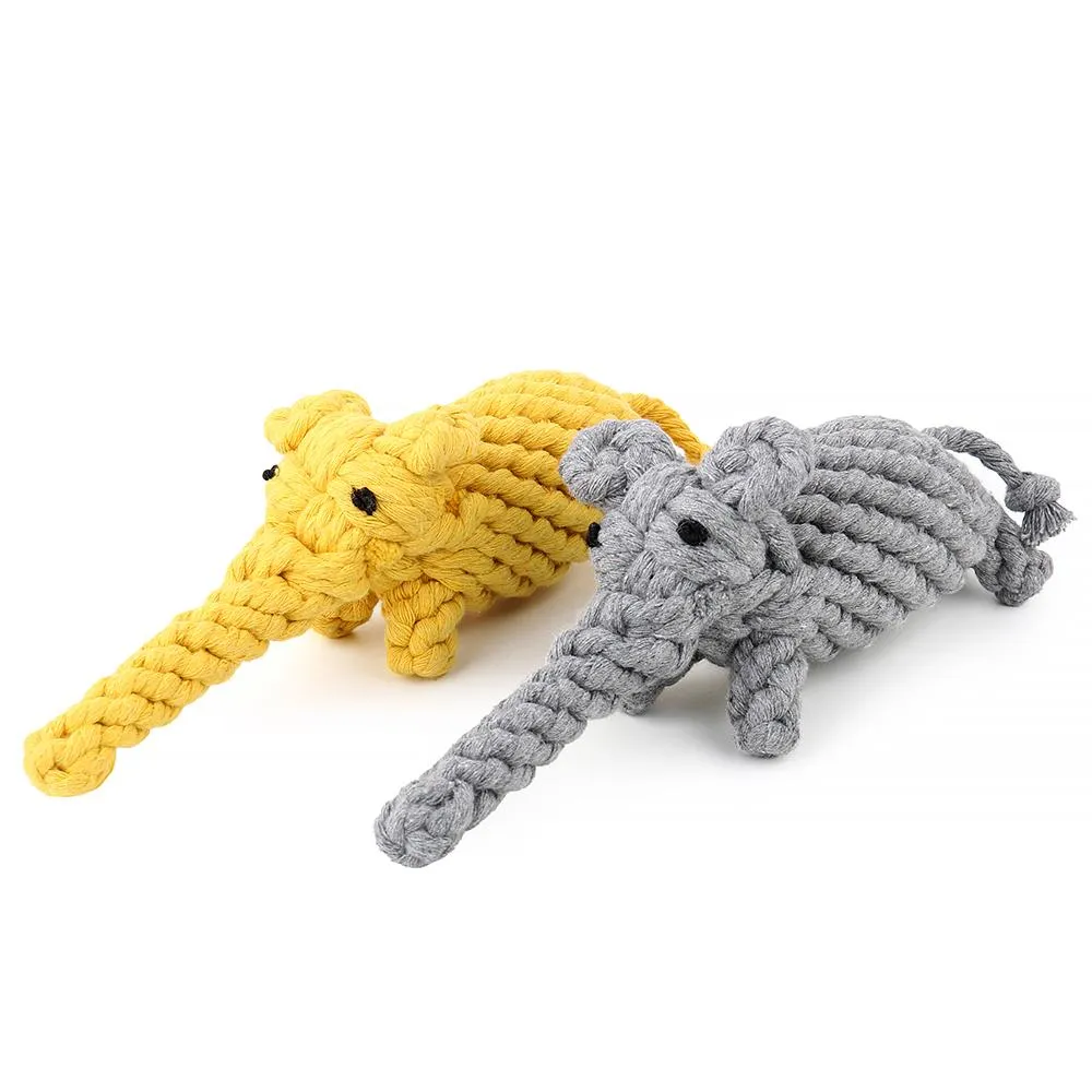 Dog Rope Toy -  Elephant in Yellow or Grey