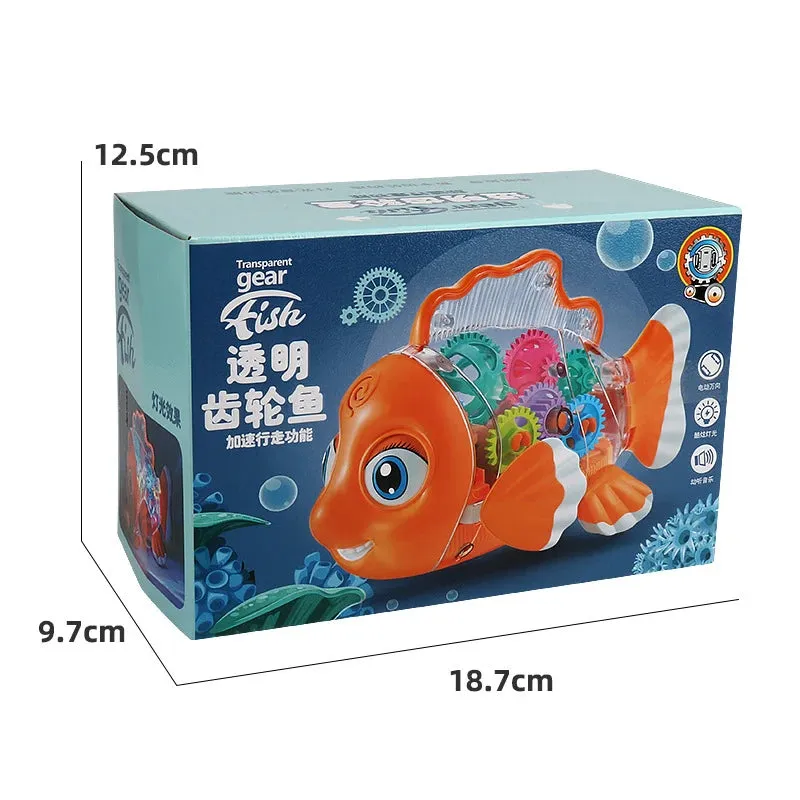 Electric Transparent Gear Fish With Light & Music