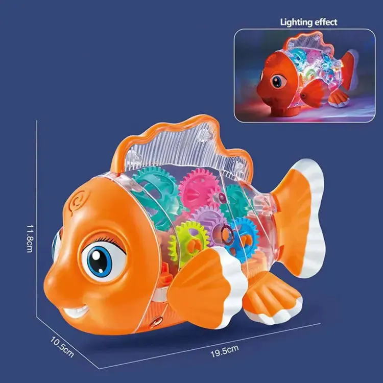 Electric Transparent Gear Fish With Light & Music