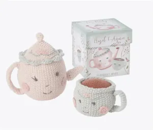 Elegant Baby - Hazel & Annie Tea Pot & Teacup Hand-Crocheted Rattle Set