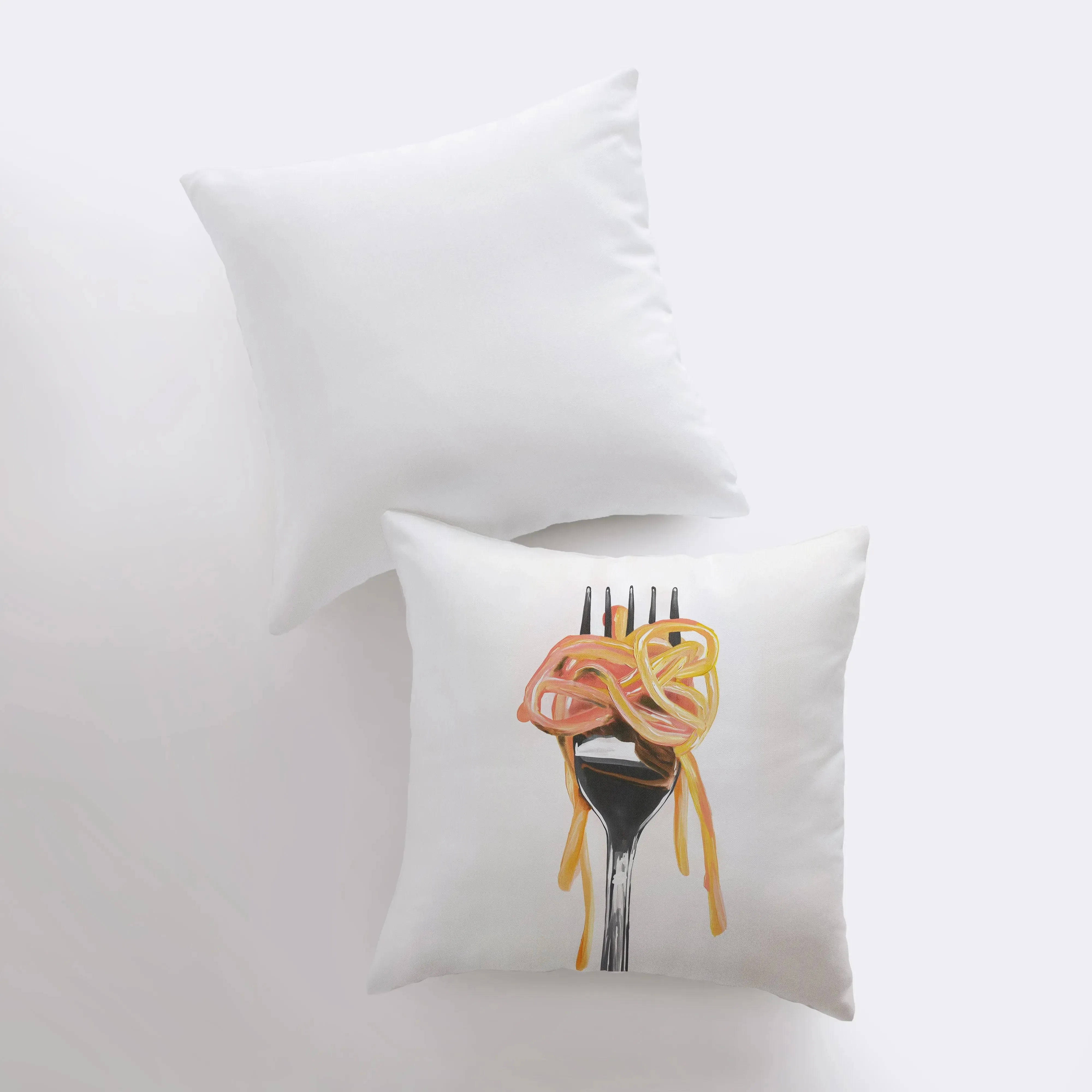 Fork and Pasta | Gouache Painting | Food Pillow | Abstract Still Life | Throw Pillow | Home Decor | Gift for Her | Pillow Cover