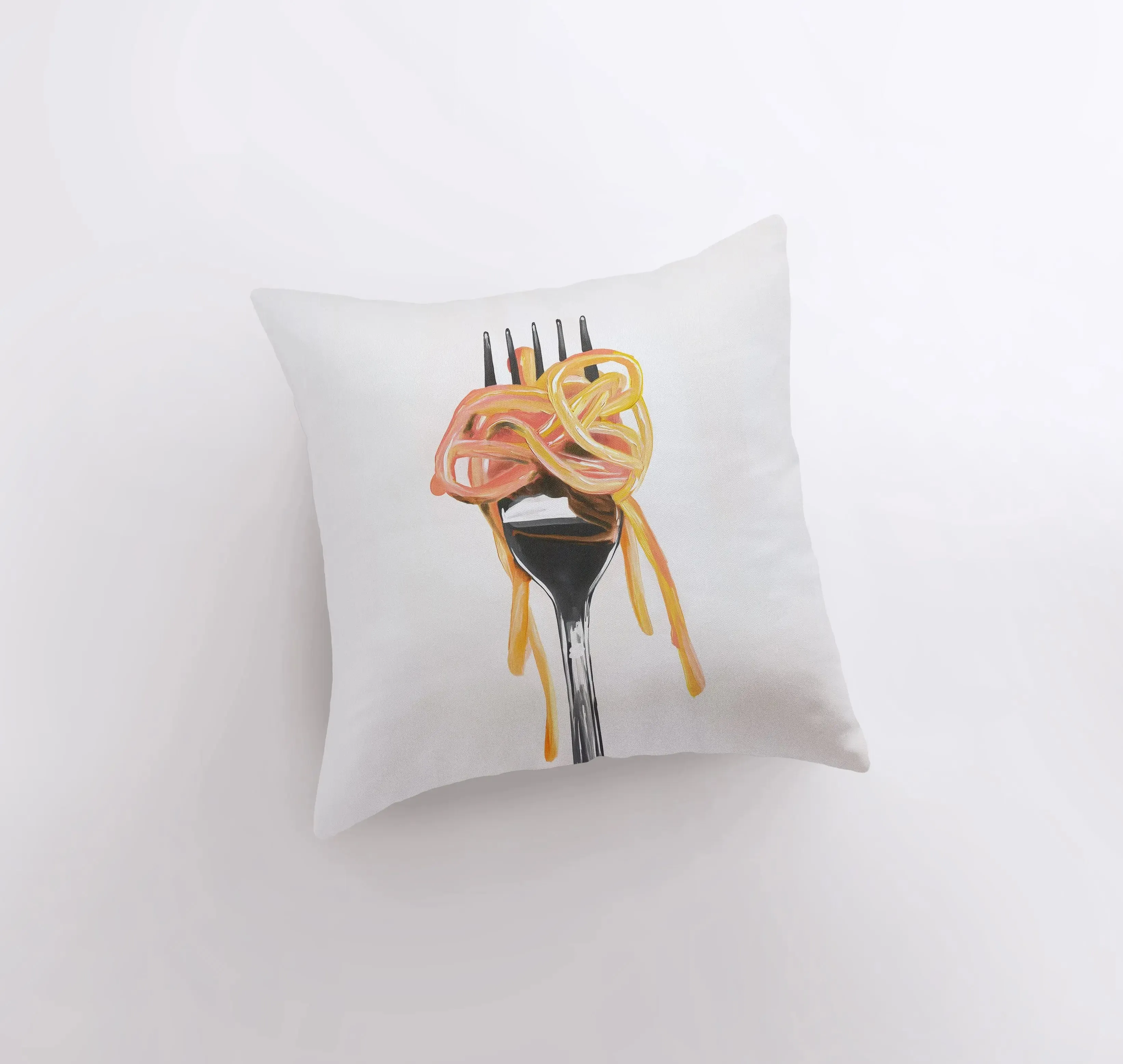 Fork and Pasta | Gouache Painting | Food Pillow | Abstract Still Life | Throw Pillow | Home Decor | Gift for Her | Pillow Cover