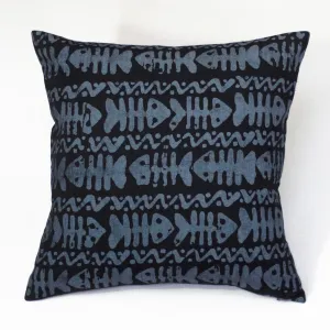 Hand Painted Accent Pillow Cover - Hungry Fish