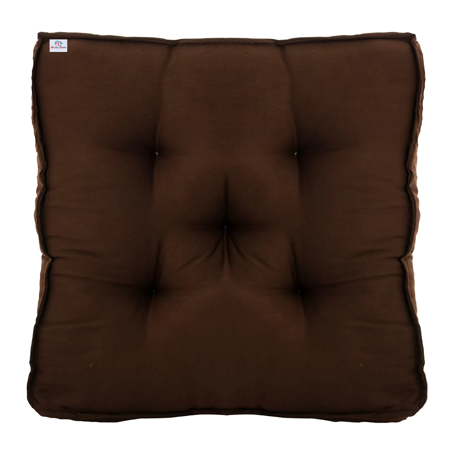 Heart Home Microfiber Square Chair Pad Seat Cushion for Car Pad, Office Chair, Indoor/Outdoor, Dining Living Room, Kitchen-Pack of 4, 18 * 18 Inch (Brown)