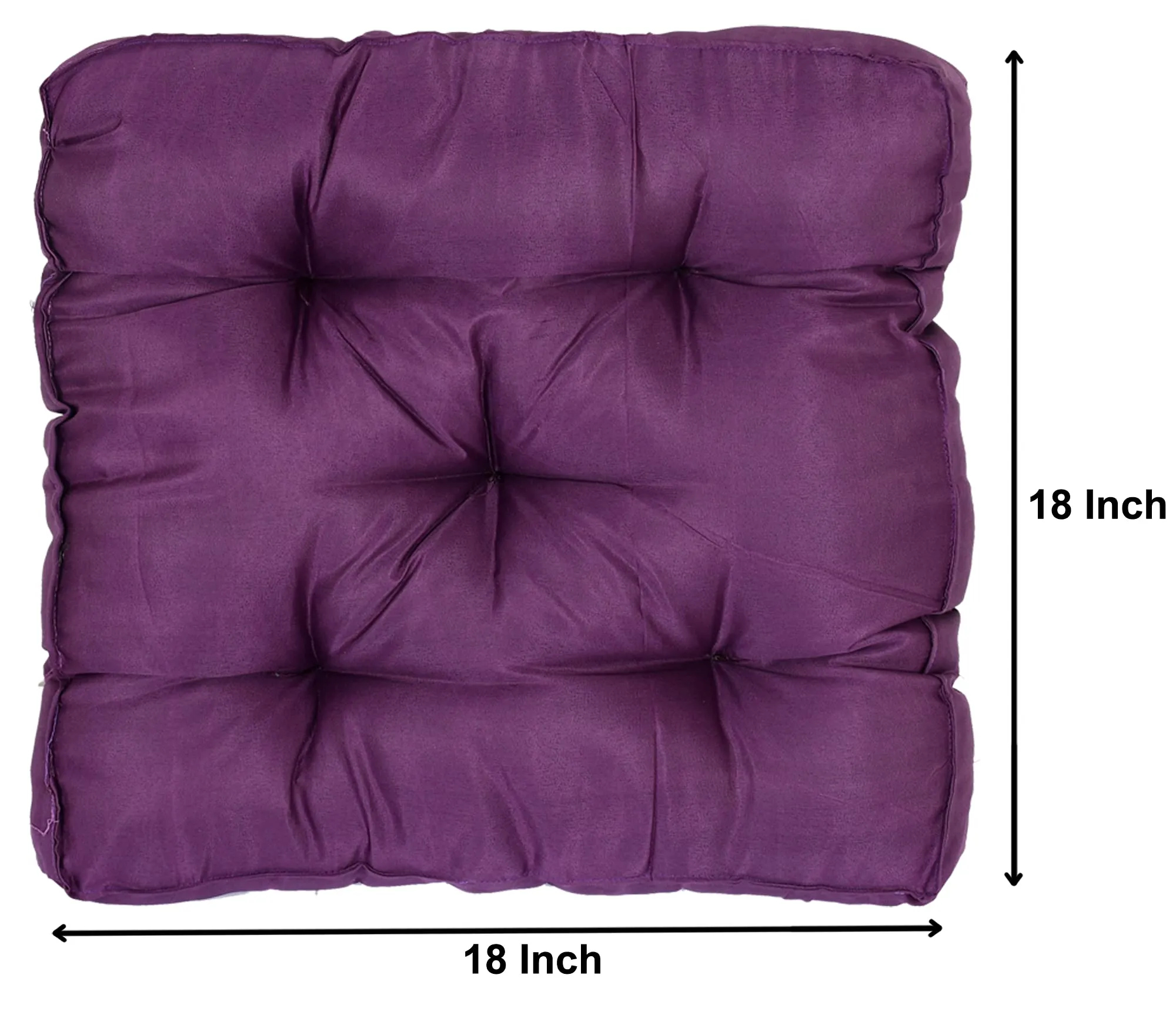 Heart Home Microfiber Square Chair Pad/Cushion for Office, Home or Car Sitting-Pack of 2, 18 * 18 Inch (Purple), Standard (HS_37_HEARTH020875)