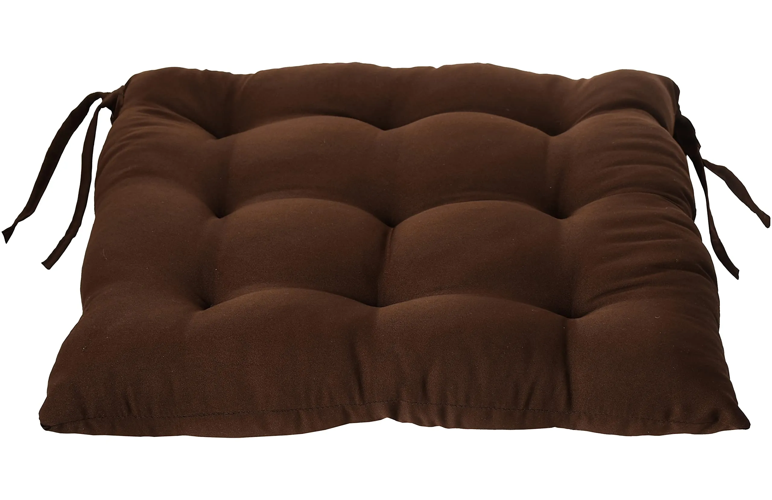 Heart Home Microfiber Square Chair Pad/Cushion for Office, Home or Car Sitting with Ties-Pack of 2, 18 * 18 Inch (Brown) (Model: HS_37_HEARTH020843)