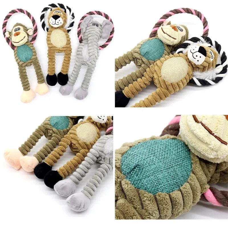 Jungle Pals Squeaky Dog Toy Collection - Safari Animal