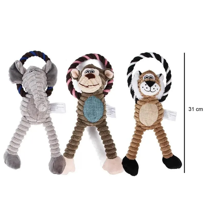 Jungle Pals Squeaky Dog Toy Collection - Safari Animal