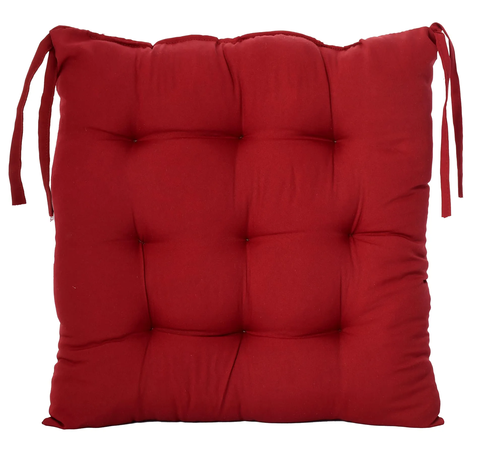 Kuber Industries Microfiber Square Chair Pad Seat Cushion for Car Pad, Indoor/Outdoor with Ties-Pack of 3, 18 * 18 Inch (Maroon), Standard, HS_37_KUBMART020860
