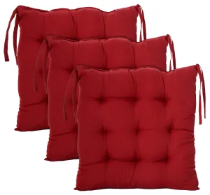 Kuber Industries Microfiber Square Chair Pad Seat Cushion for Car Pad, Indoor/Outdoor with Ties-Pack of 3, 18 * 18 Inch (Maroon), Standard, HS_37_KUBMART020860