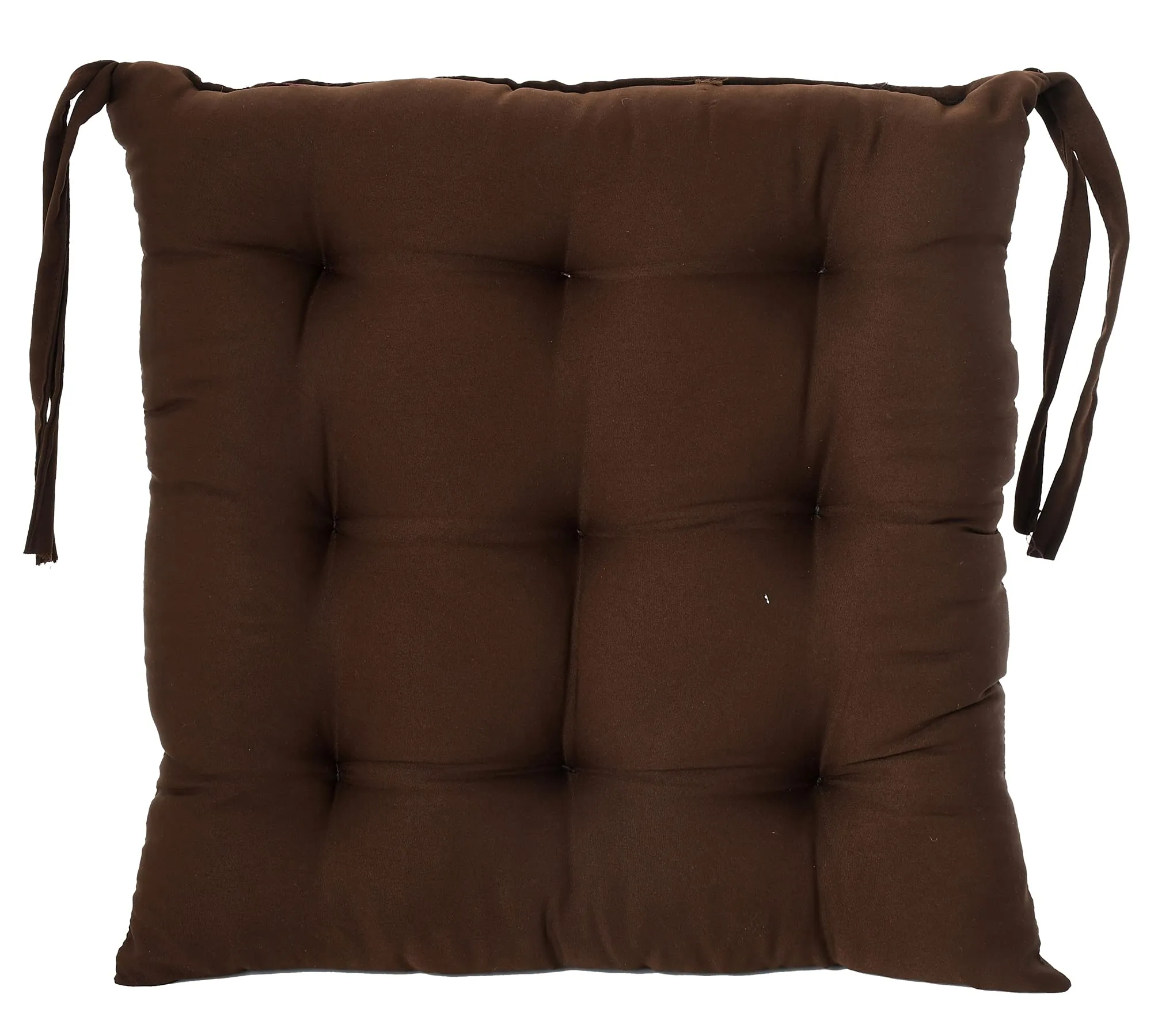 Kuber Industries Microfiber Square Chair Pad Seat Cushion for Car Pad, Office Chair, Indoor/Outdoor, Dining Living Room, Kitchen with Ties-Pack of 4, 18 * 18 Inch (Brown)