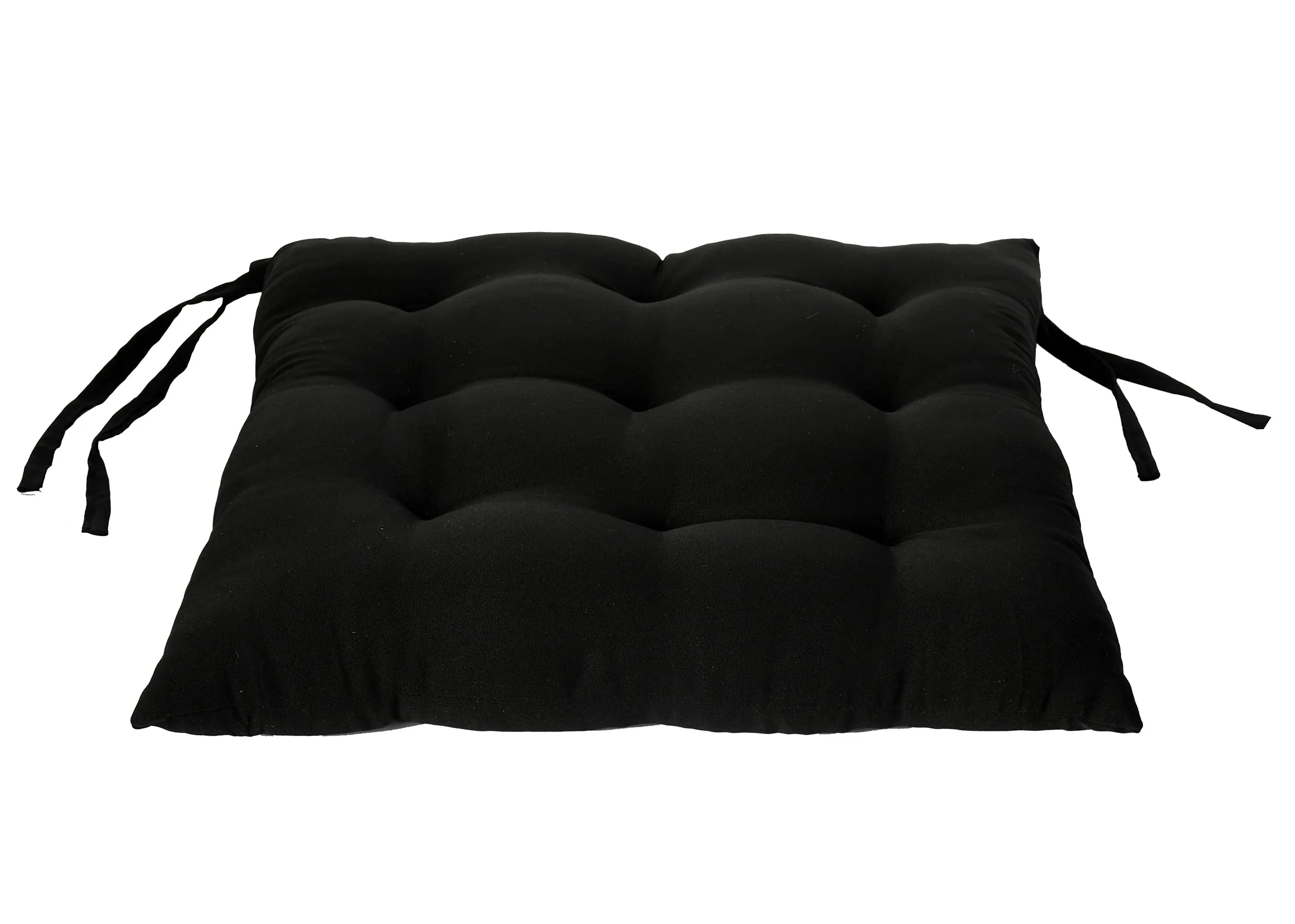 Kuber Industries Microfiber Square Chair Pad/Cushion for Office, Home or Car Sitting with Ties, 18 * 18 Inch (Black)
