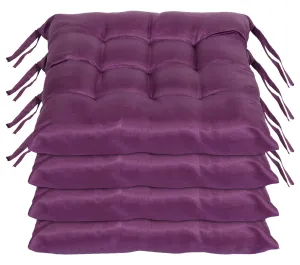 Kuber Industries Microfiber Square Chair Pad/Cushion for Office, Home or Car Sitting with Ties-Pack of 4, 18 * 18 Inch (Purple)
