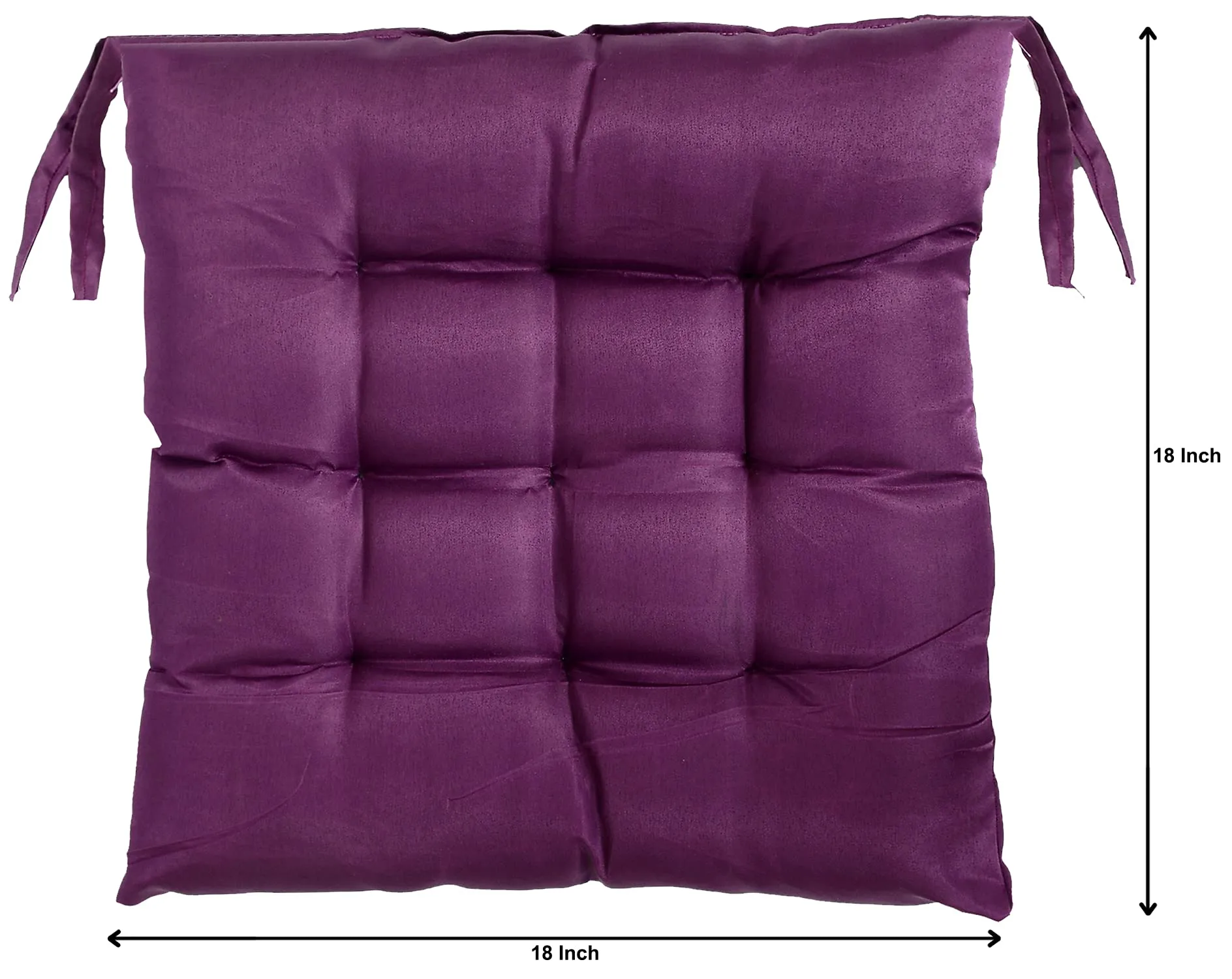 Kuber Industries Microfiber Square Chair Pad/Cushion for Office, Home or Car Sitting with Ties-Pack of 4, 18 * 18 Inch (Purple)