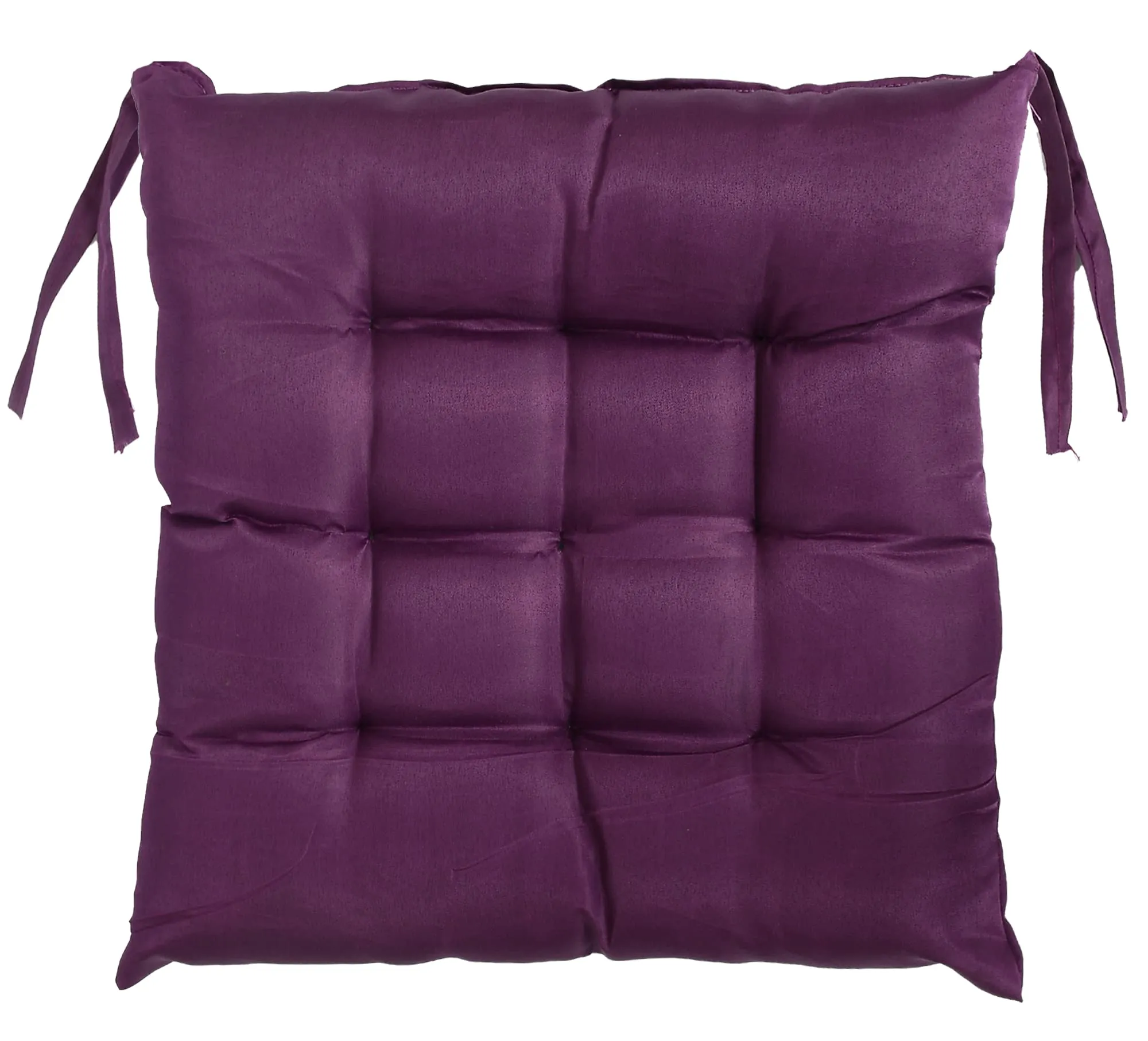 Kuber Industries Microfiber Square Chair Pad/Cushion for Office, Home or Car Sitting with Ties-Pack of 4, 18 * 18 Inch (Purple)