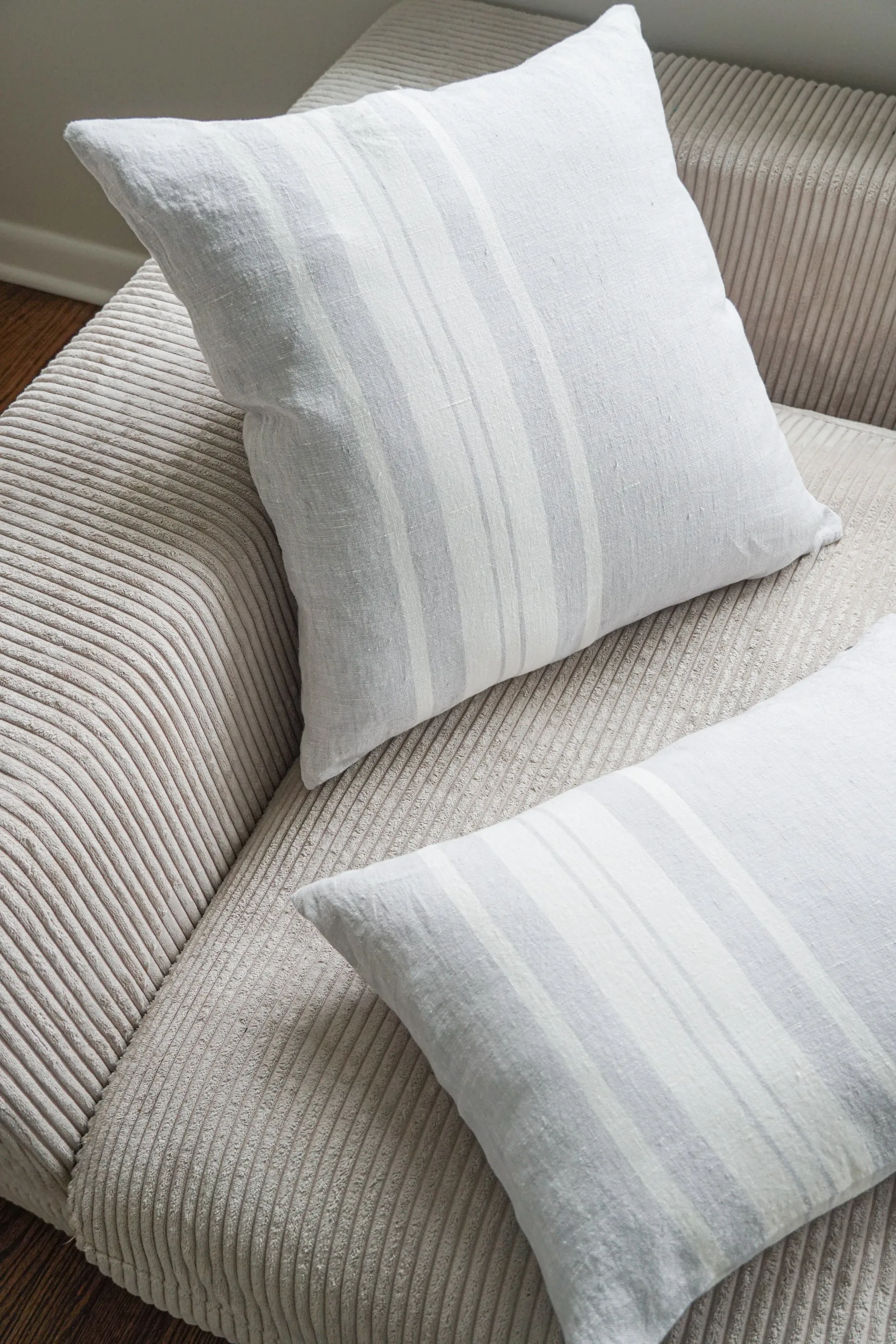 Light Grey Bold Stripes So Soft Linen Pillows