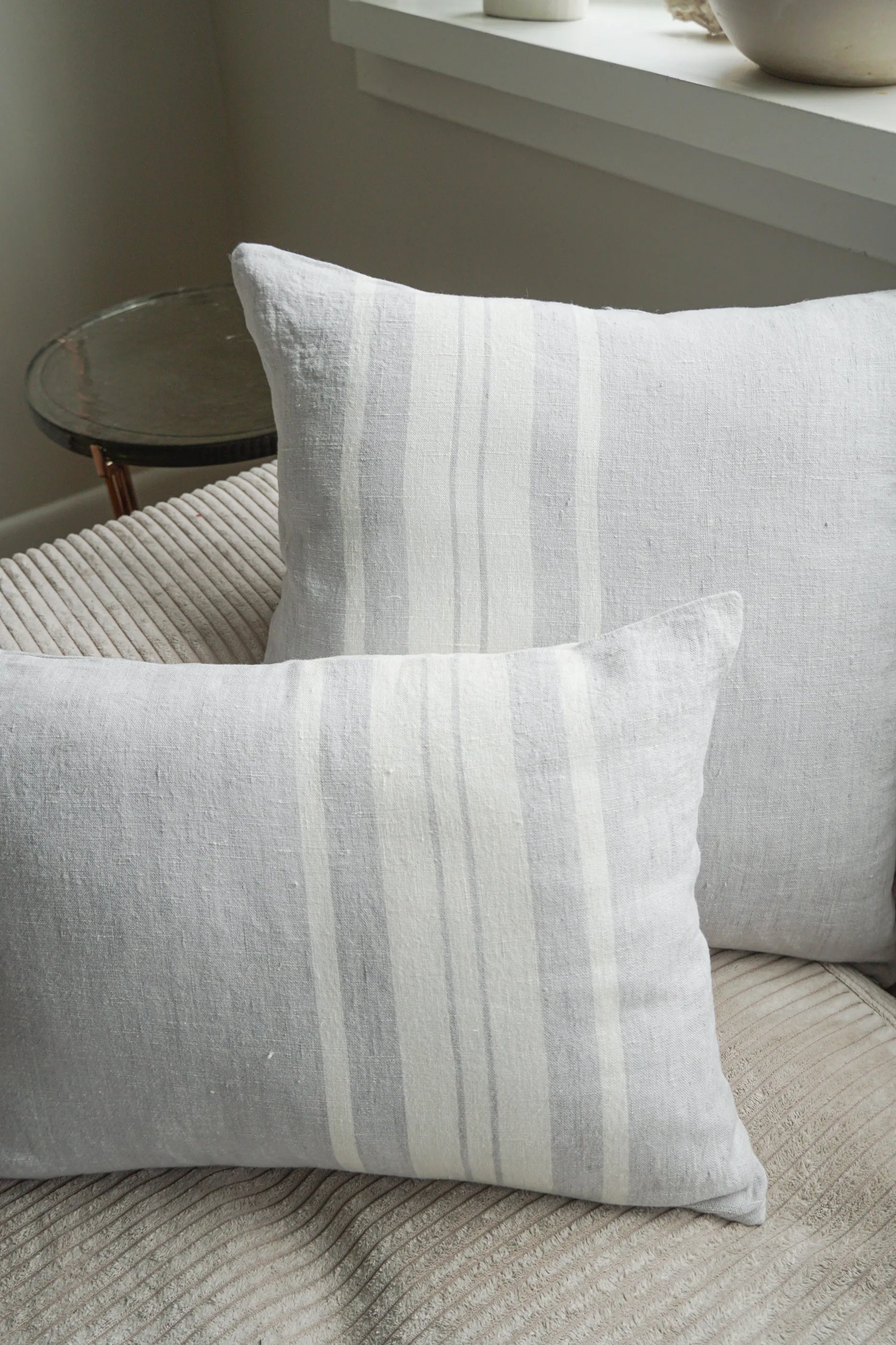Light Grey Bold Stripes So Soft Linen Pillows