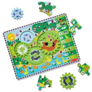 Melissa & Doug Animal Chase I-Spy Wooden Gear Puzzle 24-Piece