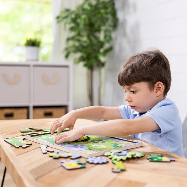 Melissa & Doug Animal Chase I-Spy Wooden Gear Puzzle 24-Piece