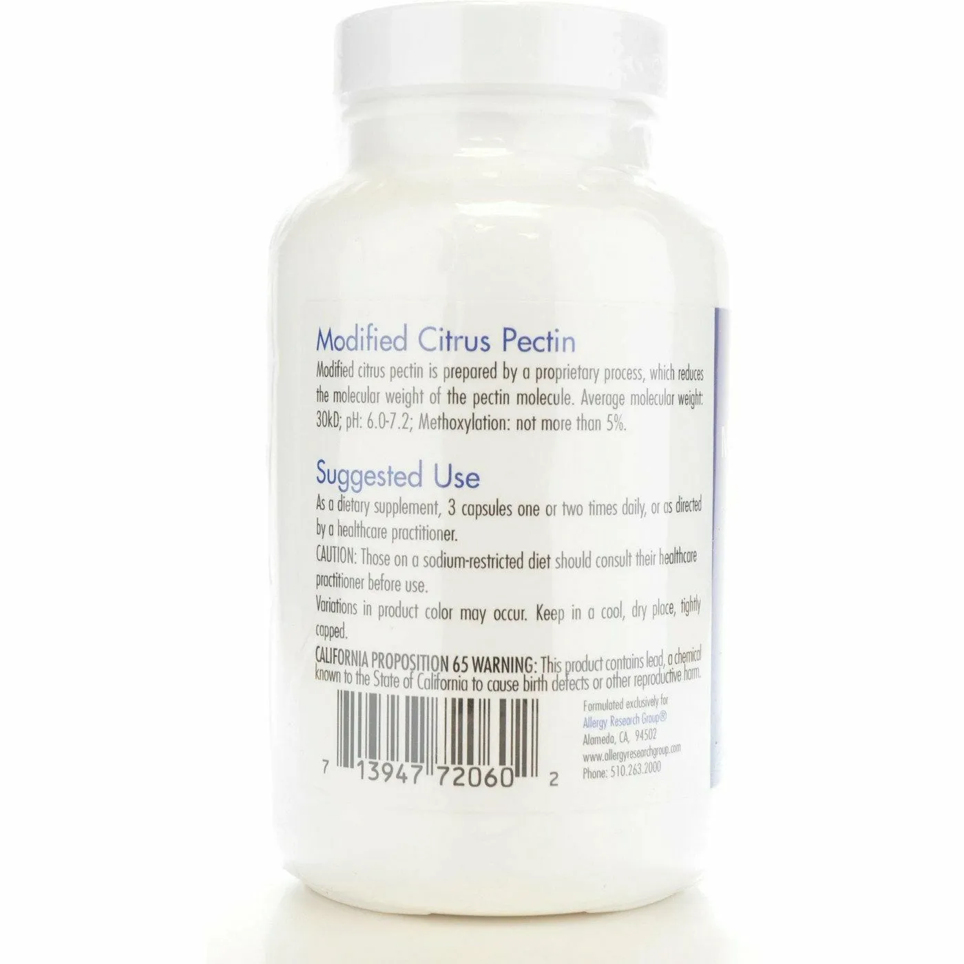 Modified Citrus Pectin 120 caps by Allergy Research Group