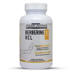 Planet Source Berberine HCL 1200 mg Vegetable Capsules