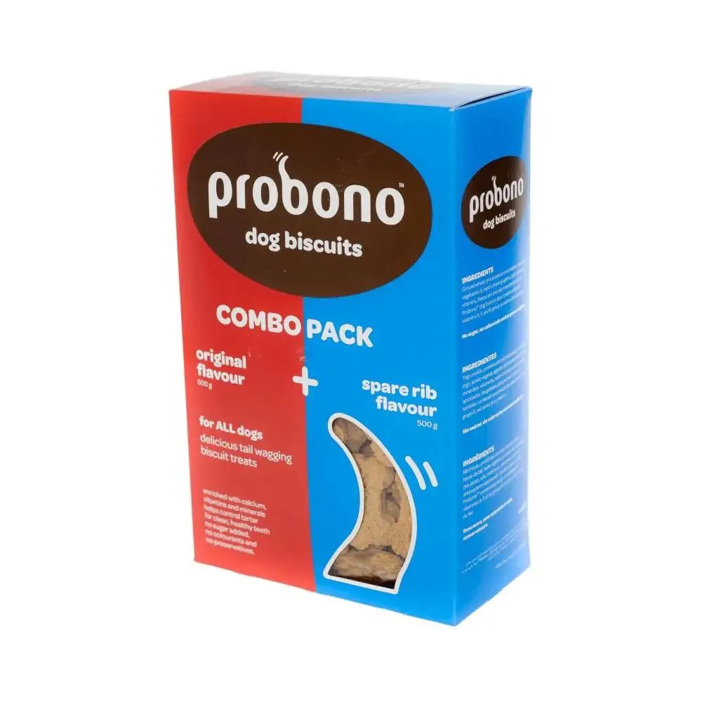 Probono Combo Orginal-Spare Rib Flavour Biscuits Dog Treats 1kg