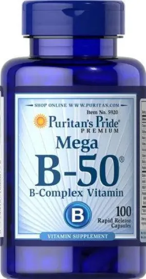 Puritan's Pride Vitamin B-50 Complex, Nervous System Support, 100 Count