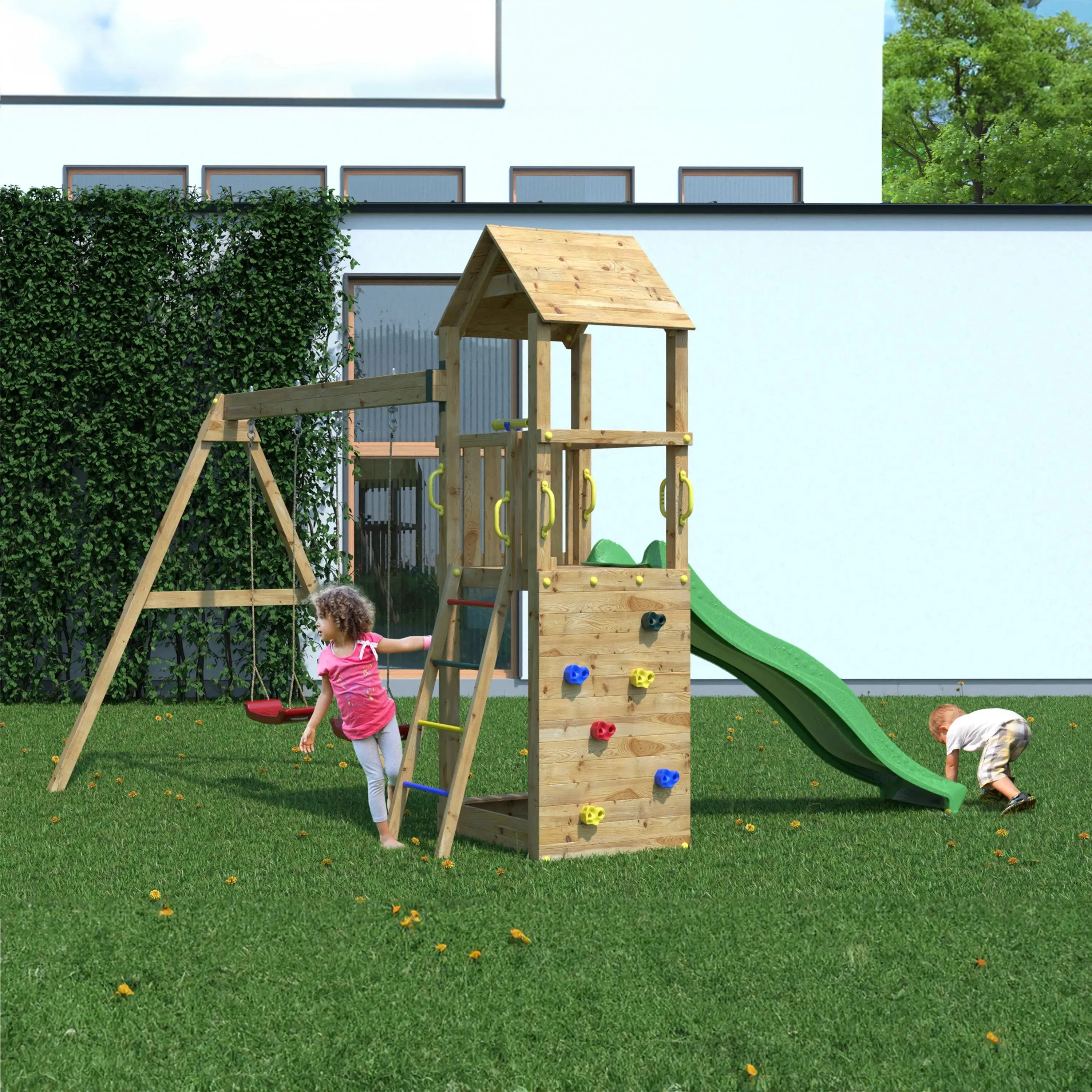 Sky High Hideout Climbing Frame with Swing and Slide - SPECIAL OFFER - 10% OFF