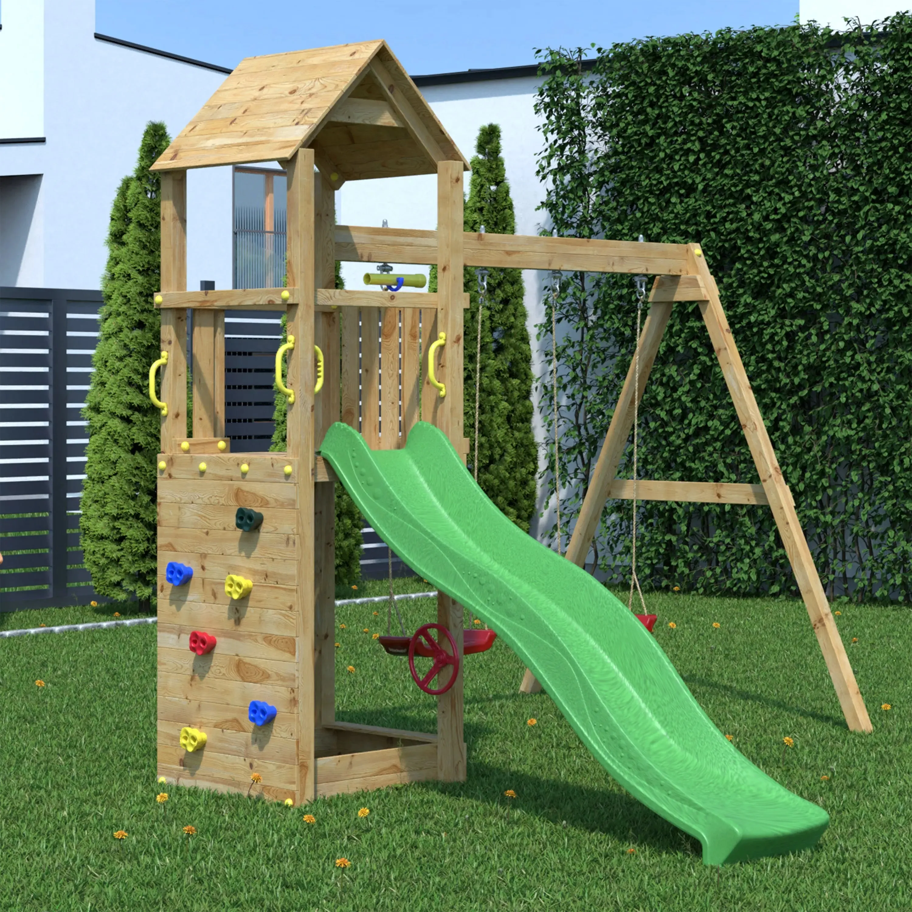 Sky High Hideout Climbing Frame with Swing and Slide - SPECIAL OFFER - 10% OFF