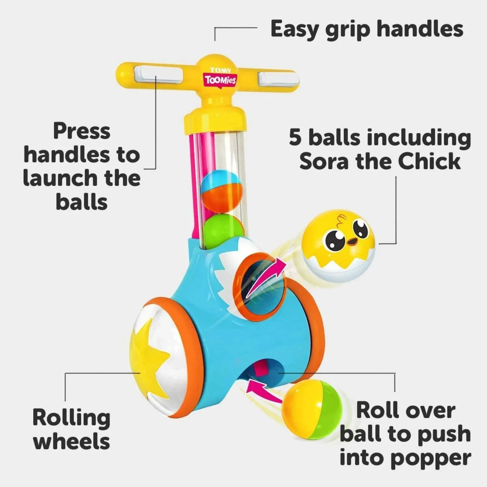 Tomy Toomies Pic & Pop Push Along Baby Toy