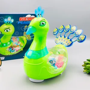 Transparent Gear Peacock With Light & Music