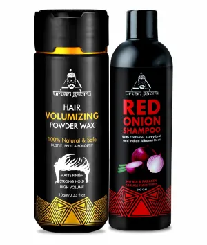 Urbangabru Hair Volumizing Powder 10 GM & Red Onion Shampoo 200 GM - Men's Grooming Combo Kit