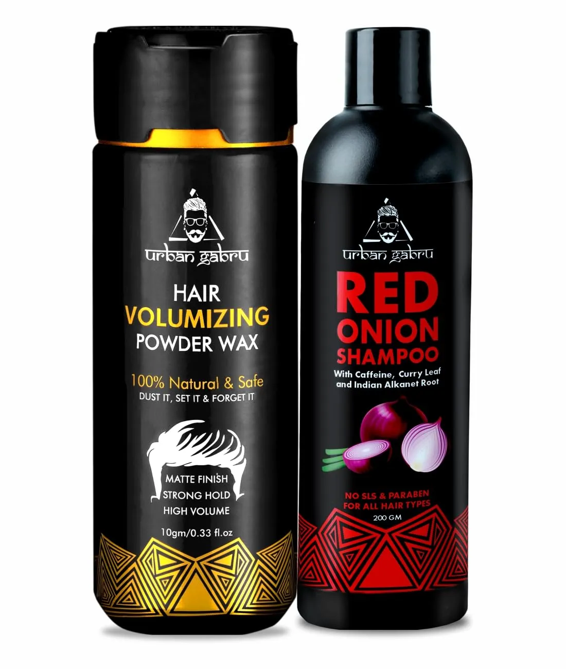 Urbangabru Hair Volumizing Powder 10 GM & Red Onion Shampoo 200 GM - Men's Grooming Combo Kit