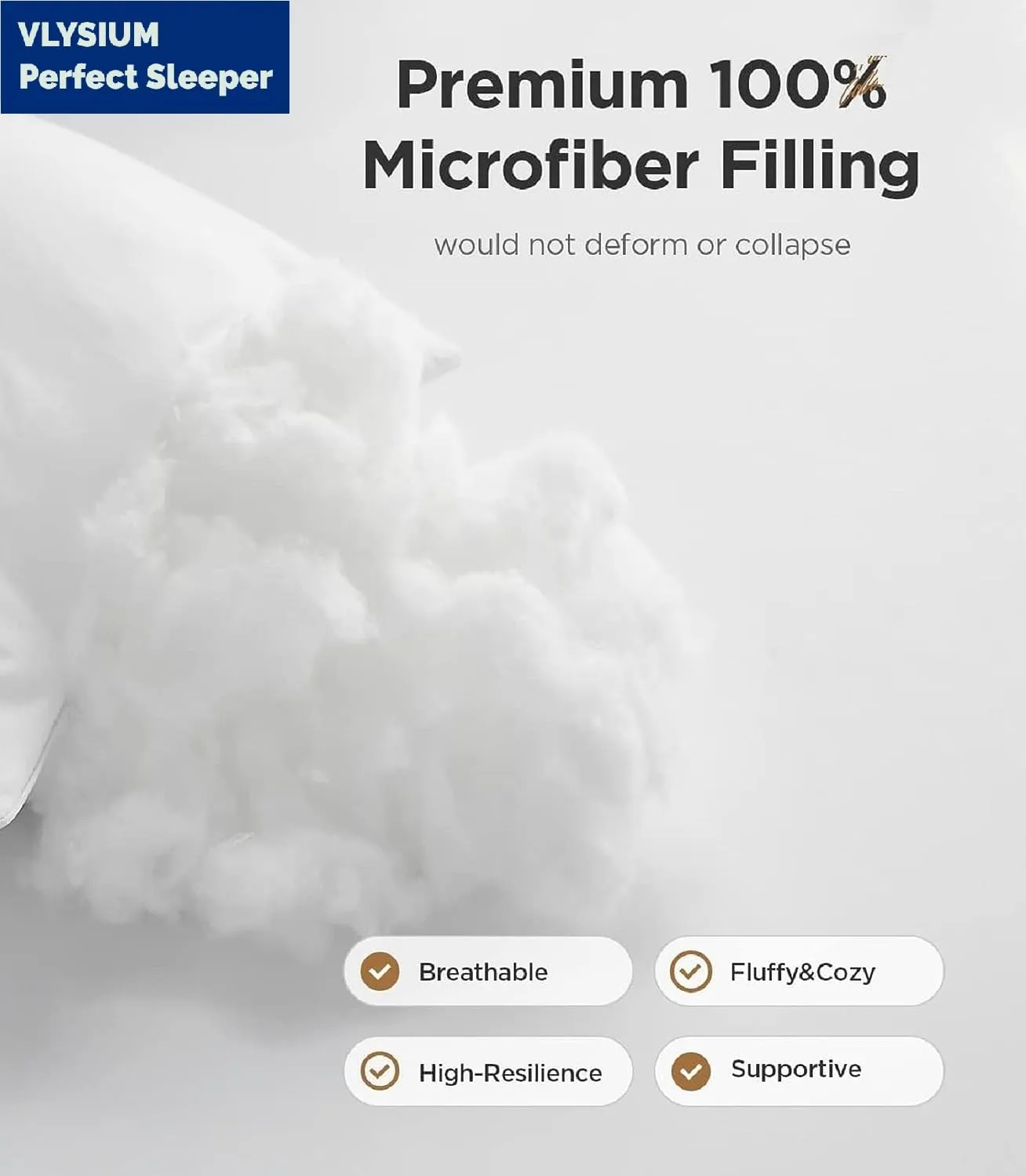 VLYSIUM Perfect Sleeper Arrya Microfiber Hotel Quality Premium Fibre Soft Cushion Filler, 16X16 Inches, White, Set of 5